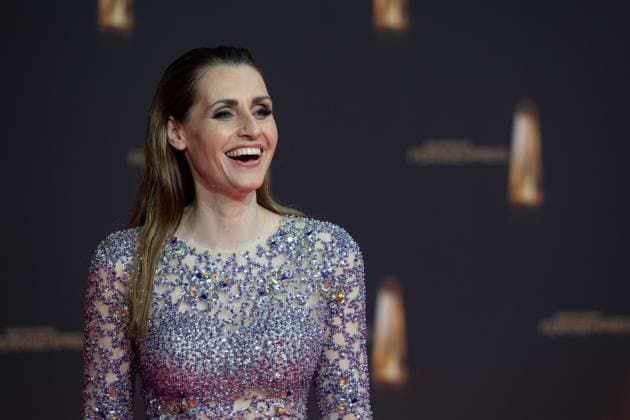 Bella LESNIK, Moderatorin, Roter Teppich, Red Carpet Show, Ankunft, arrival, Verleihung des Deutschen Fernsehpreises, Der Deutsche Fernsehpreis 2024, Deutscher Fernsehpreis 2024 in den MMC Studios Koeln, am 25.09.2024.