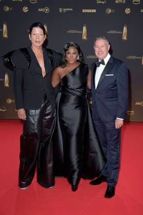 Jorge Gonzalez, Motsi Mabuse und Joachim Llambi bei der Verleihung des Deutschen Fernsehpreises 2024 in den MMC Studios. Köln, 25.09.2024