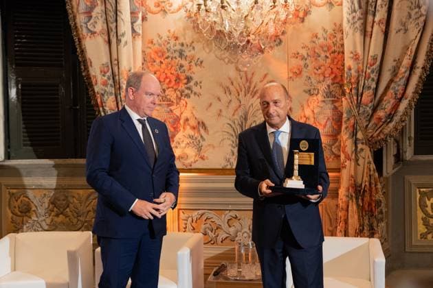 **NO WEB AND NEWSPAPERS ONLY FOR ITALY** International Magna Grecia Award to HSH Albert II of Monaco. In the photo: HSH Albert II of Monaco and Nino Foti  Copyright: xRomax xipa-agency.netx xRomax IPA_Agency_IPA50087909