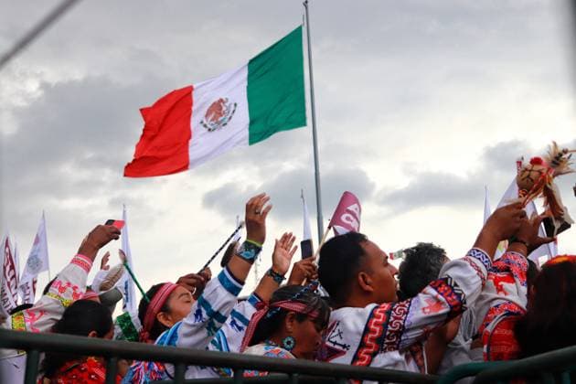 Followers of the Mexico s new president, Claudia Sheinbaum Pardo attend the Zocalo main square to witness the Ceremony of the handing over of the baton of command as part of the presidential inauguration. on October 1, 2024 in Mexico City, Mexico. Mexico City Mexico - ZUMAe321 20241001_zia_e321_084 Copyright: xCarlosxSantiagox