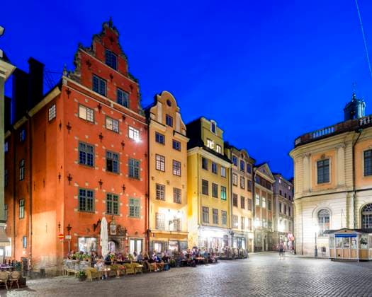 Night view of Stortorget square in Gamla Stan, Stockholm, Sweden., Stockholm Schweden EGBF01252