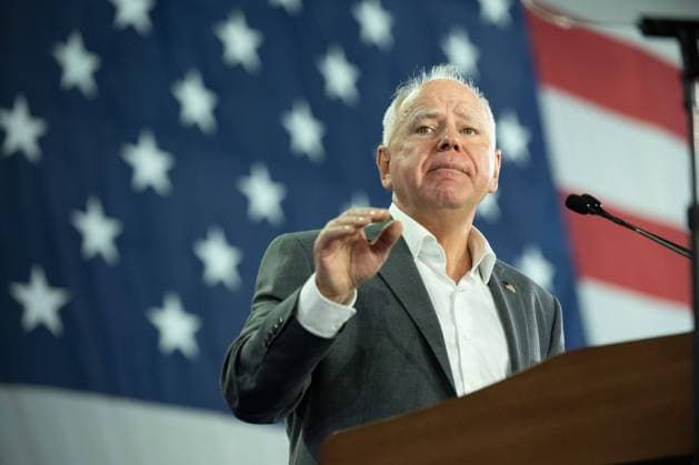 October 2, 2024, York, Pennsylvania, USA: Governor Tim Walz (Democrat of Minnesota), the 2024 Democratic Party nominee for Vice President of the United States, makes remarks as he participates in a campaign rally at York Exposition Center™s UPMC Arena In York, Pennsylvania on Wednesday, October 02, 2024 York USA - ZUMAs152 20241002_faa_s152_033 Copyright: xDavidxMusex