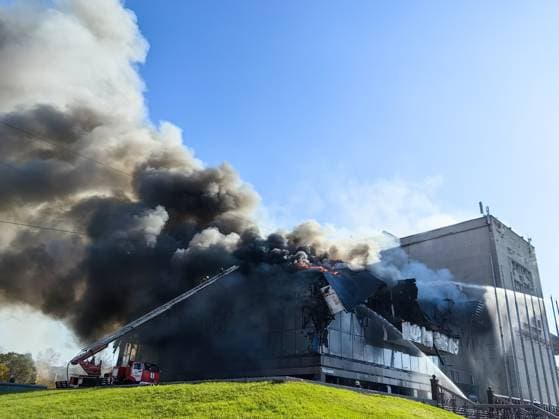 RUSSIA, KHABAROVSK - OCTOBER 3, 2024: First responders battle a fire broken out at the Khabarosvk Territory Music Theatre. Sergei Ivanov TASS  74626763