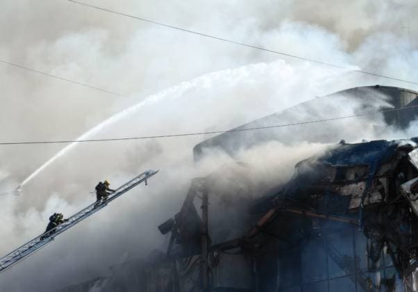 RUSSIA, KHABAROVSK - OCTOBER 3, 2024: First responders battle a fire broken out at the Khabarosvk Territory Music Theatre. Sergei Ivanov TASS  74626384