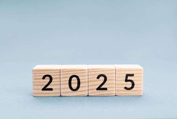 2025 on Wooden blocks isolated on blue background. Copy space 2025 on Wooden blocks isolated on blue background. Copy space Copyright: xZoonar.com AndresxVictorerox 22230507