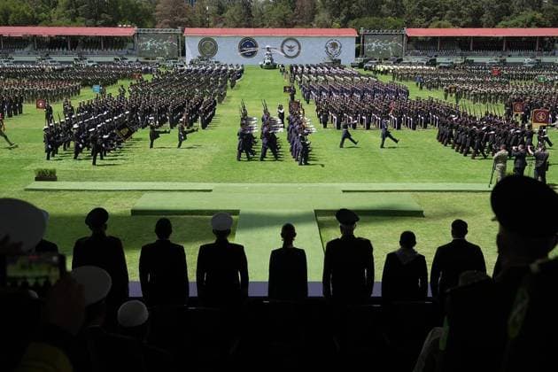 October 3, 2024, Mexico, Mexico, USA: Mexico s President Claudia Sheinbaum delivers a speech during her inauguration ceremony as the new Supreme Commander of the Mexican Armed Forces at Campo Marte in Mexico City on Thursday October 3, 2024. PRESIDENCIA POOL PI Mexico USA - ZUMAp124 20241003_zaa_p124_055 Copyright: xPresidenciax