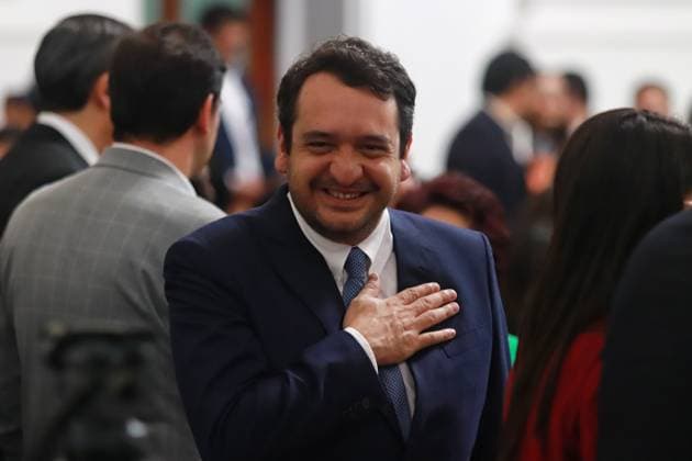 Andro s Manuel LoÂ³pez Beltran, son of former president Andro s Manuel LoÂ³pez Obrador attends the constitutional swearing in as Mexico City Head of Government, of Clara Brugada Molina in the Congress of Mexico City. on October 5, 2024 in Mexico City, Mexico. Mexico City Mexico - ZUMAe321 20241005_zia_e321_053 Copyright: xCarlosxSantiagox
