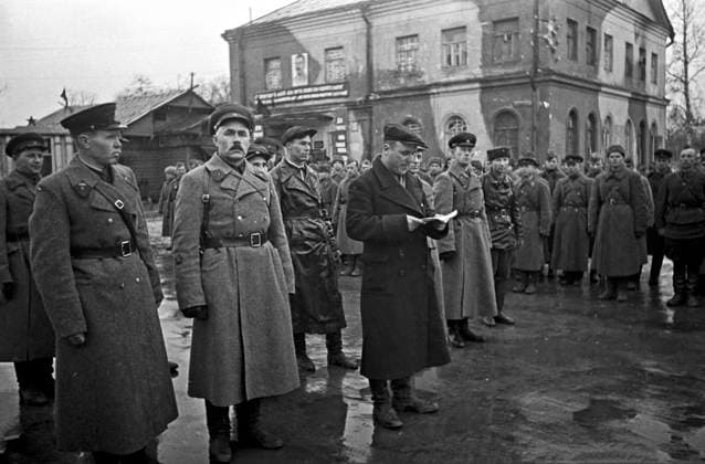 Great Patriotic War, 1941-1945 8780968 06.05.1942 Great Patriotic War, 1941-1945. Transfer of the Irkutsky Komsomolets tank column to the 206th reserve rifle regiment of the Western Front. The first transfer of military equipment to the active army in the country, manufactured at the Stalin Irkutsk Aviation Plant No. 39, using workers funds. A ceremonial meeting of the Irkutsk plant workers with tankers took place in the city of Dmitrov, Moscow Region, where the 206th regiment was based. Loskutov Dmitrov Moscow region Russia  Copyright: xLoskutovx