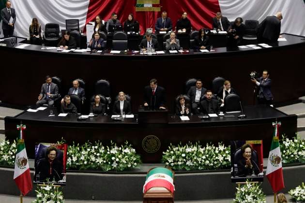 Memorial Tribute To Ifigenia Martinez, President Of The Chamber Of Deputies In Mexico A memorial tribute to Ifigenia Martinez, President of the Chamber of Deputies, takes place in Mexico City, Mexico, on October 7, 2024. She passes away at the age of 99, five days after handing over the presidential sash to Claudia Sheinbaum, President of Mexico. Mexico City Mexico City Mexico  Copyright: xGerardoxVieyrax originalFilename: vieyra-notitle241007_npWBp.jpg