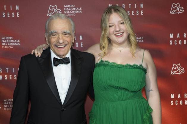 Event Dedicated To Martin Scorsese Red Carpet - Turin Film director Martin Scorsese (left) with daughter Francesca Scorsese (right) on red carpet during event in his honor at National Museum of Cinema, Turin, Italy on October 7, 2024. Photo by Marco Destefanis IPA ABACAPRESS.COM Turin Italy  Copyright: xIPA ABACAx