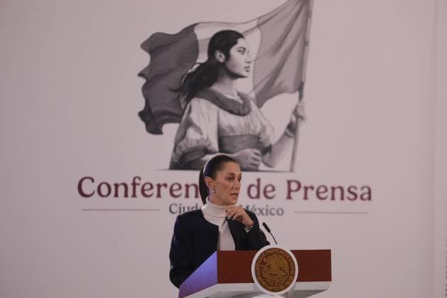 Mexico s first female president, Claudia Sheinbaum Pardo, speaks during an briefing conference, where she presented the National Security Strategy, at the National Palace. on October 8, 2024 in Mexico City, Mexico. Mexico City Mexico - ZUMAe321 20241008_zia_e321_003 Copyright: xIanxRoblesx