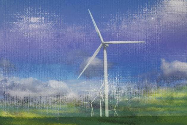 Windräder, Illustration Technik und Klima Wind turbines, illustration technology and climate Copyright: imageBROKER SigridxGombert ibxsig11522435.jpg