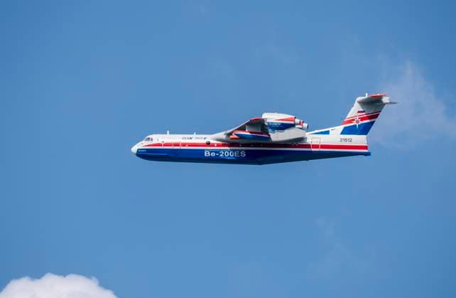 Moscow Russia Zhukovsky Airfield 31 August 2019: Demonstration flight of a jet multipurpose amphibious aircraft be-200 the international aerospace salon MAKS-2019 Moscow Russia Zhukovsky Airfield 31 August 2019: Demonstration flight of a jet multipurpose amphibious aircraft be-200 the international aerospace salon MAKS-2019. Copyright: xZoonar.com AlexanderxStrelax 20826657