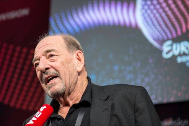 ESC 2015 in Wien Wien, Österreich, 13. Mai 2015. ESC-Legende Ralph Siegel bei einem Interview am Rande des ESC in Wien. Vienna ESC Press Centre Austria