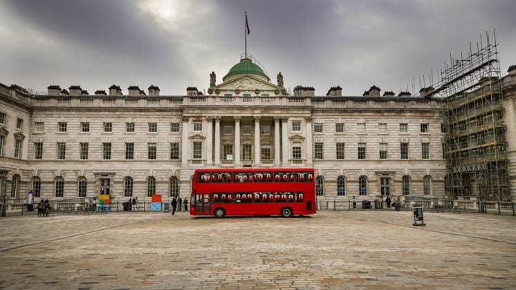 Entertainment Themen der Woche KW41 1-54 Contemporary African Art Fair Courtyard Installation unveiled at Somerset House, London, UK London, UK. 10th Oct 2024. The installation, which was originally meant to have two buses, not one. The artist was not in attendance as planned. A monumental installation comprised of a life-sized London buses is unveiled in Somerset House courtyard by artist Slawn. British-Nigerian artist Slawn™s graffitied double-decker buses explore accessibility and social connection. 1-54 Contemporary African Art Fair celebrates its 12th Edition at Somerset House with the special installation. Over 60 galleries and 160 artists from Africa and the diaspora are on display at the fair this year., Credit:Avalon  Copyright: xAvalonx 0919012708