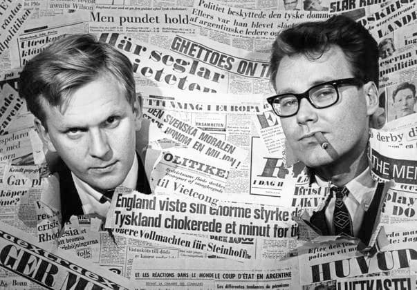 ARCHIVE 19660908. Driving forces behind the headlines and editors for the program are Marten Andersson (left), head of the radio s community section, and Olle Tolgraven, political reporter in the newsroom. Sweden sp_sw x5600x *** ARCHIVE 19660908 Driving forces behind the headlines and editors for the program are Marten Andersson left , head of the radio s community section, and Olle Tolgraven, political reporter in the newsroom Sweden sp sw x5600x  Copyright: xBo-AjexMellin SVTx BEHIND THE HEADLINES