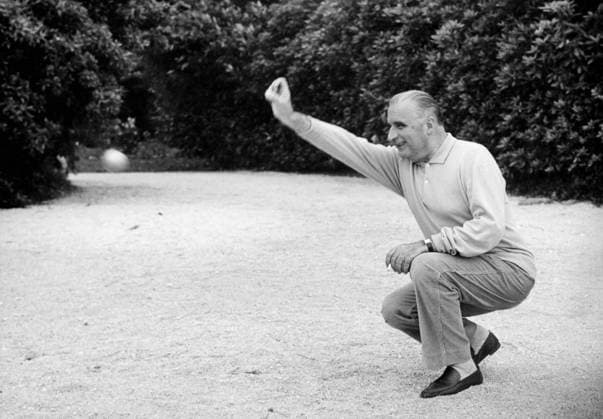 Orig caption BOULES FOR MR GEORGES POMPIDOU ON HOLIDAY Back  Copyright: xXxXxXx POMPIDOU, GEORGES