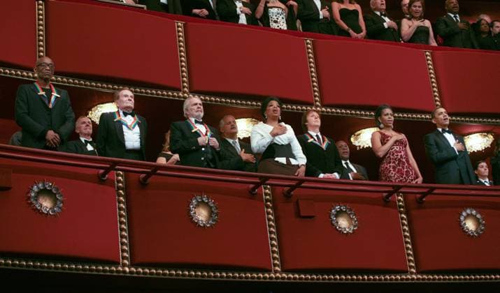 2010 Kennedy Center Honors Ceremony 05 December 2010 - Washington, DC - United States President Barack Obama and First Lady Michelle Obama attend the 2010 Kennedy Center Honors Ceremony in Washington, D.C. on December 5, 2010. The recipients for the 33rd annual awards are singer and songwriter Merle Haggard; composer and lyricist Jerry Herman; dancer, choreographer and director Bill T. Jones; songwriter and musician Paul McCartney; and producer, television host and actress Oprah Winfrey. Photo Credit: Gary Fabiano Pool CNP AdMedia Washington District of Columbia United States of America EDITORIAL USE ONLY  Copyright: xx KennedyCtrHonors.002 GaryxFabianox admphotos725444