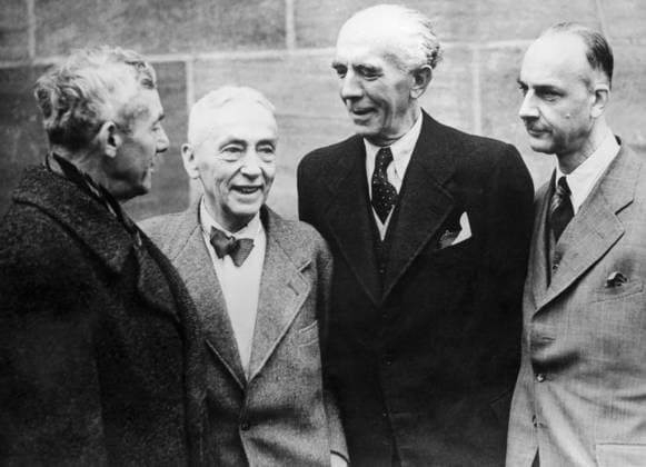 Orig. caption... SEEK PROMINENT WITNESSES FOR NAZI WAR LORDS TRIAL Nurnberg, Germany. Four of the German defense lawyers, defending the twenty Nazi war lords at the international war crimes trial here at Nurnberg, who are now seeking to subpoena prominent British and American witnesses who include Viscountess Astor and Charles A. Lindbergh, among others. The German attorneys are (l.to r.) Dr. Hans Marx, defending Julius Dtreicher, Dr. Otto Staher, defending Herman Goering; Dr. Gunther V. Rohrscheidt, defending Rudolf Hess. Note CD101 Nuremberg Trials persons: Otto Staher ;Gunther V. Rohrscheidt ;Hans Marx sites: GERMANY ;NUREMBERG sp_sw x5600x *** Orig caption SEEK PROMINENT WITNESSES FOR NAZI WAR LORDS TRIAL Nurnberg, Germany Four of th  Copyright: xXxXxXx FOUR DEFENDERS