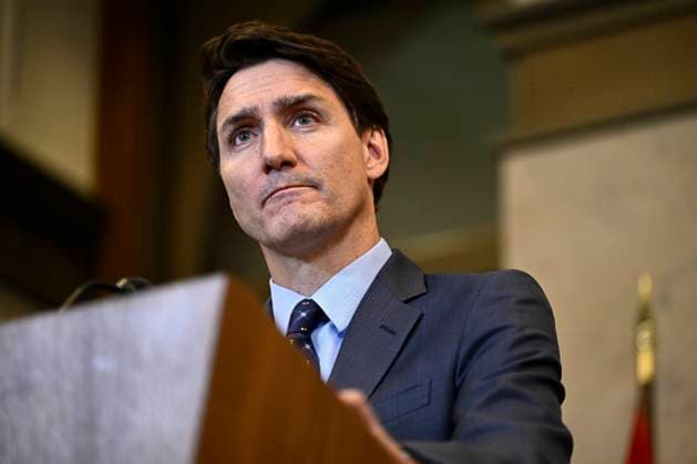 October 14, 2024, Ottawa, On, CAN: Prime Minister Justin Trudeau listens to a reporter s question during a news conference on the investigative efforts related to violent criminal activity occurring in Canada with connections to India, on Parliament Hill in Ottawa, on Monday, Oct. 14, 2024. Ottawa CAN  - ZUMAc35_ 20241014_zaf_c35_046 Copyright: xJustinxTangx