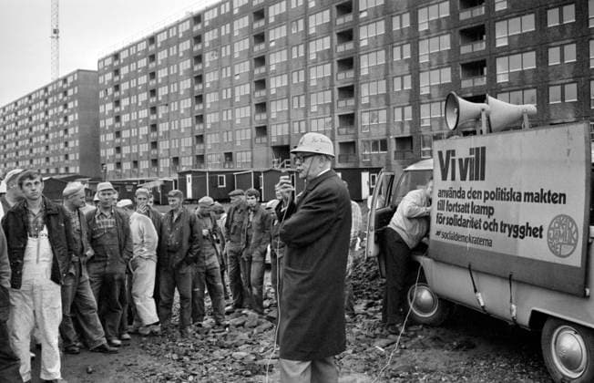 GÖTEBORG 1970-09-09. Statsminister Tage Erlander haller valtal pa en byggarbetsplats. *** Local Caption *** GP GÖTEBORG SVERIGE x2524x *** GOTHENBURG 1970 09 09 Prime Minister Tage Erlander gives an election speech at a construction site Local Caption GP GOTHENBURG SWEDEN x2524x  Copyright: xKamerareportage TTx ERLANDER VALTALAR