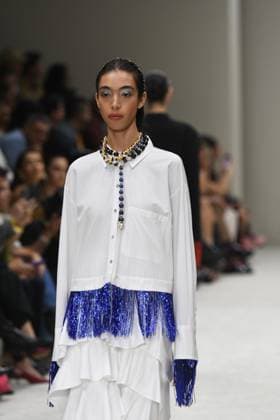 October 15, 2024, Mexico City, Mexico City, Mxico: Models wear designs by the Mexican FRANCISCO CANCINO during the first day of Fashion Week Mexico catwalks. Mexico City Mxico - ZUMAn296 20241015_zip_n296_006 Copyright: xJorgexNunezx