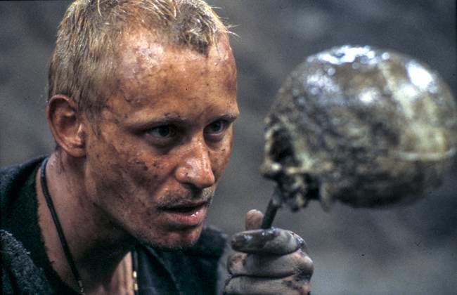 ARCHIVE 19840518. THE TRAGIC STORY OF HAMLET - PRINCE OF DENMARK TV movie in two parts directed by Ragnar Lyth. First broadcast 1985-01-07. Here, the actor Stellan Skarsgard, as Prince Hamlet, is seen with a skull during filming. Sweden sp_sw x5600x *** ARCHIVE 19840518 THE TRAGIC STORY OF HAMLET PRINCE OF DENMARK TV movie in two parts directed by Ragnar Lyth First broadcast 1985 01 07 Here, the actor Stellan Skarsgard, as Prince Hamlet, is seen with a skull during filming Sweden sp sw x5600x  Copyright: xBertilxS-sonxAbergx xSVTx HAMLET