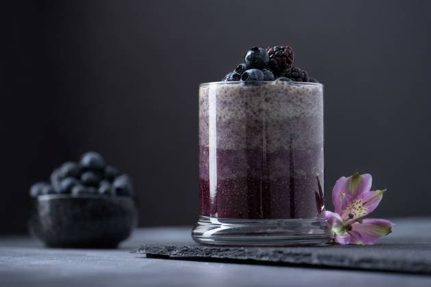 Berry chia pudding in purples Napa, California, United States CR_HOOX241012C-1517129-01