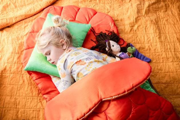 Young child sleeping in mermaid blanket with baby doll McClure, Illinois, United States CR_WEKW241010-1558664-01 ,model released, Symbolfoto