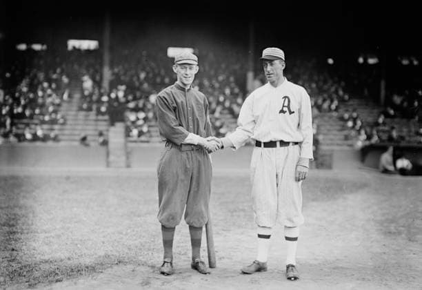 RECORD DATE NOT STATED Johnny Evers, Boston NL & Eddie Plank, Philadelphia AL (baseball), 1914. Copyright:xHeritagexArt HeritagexImagesxBainxNewsxServicex IMAGO, ! ACHTUNG: AUFNAHMEDATUM GESCHÄTZT!  Copyright:HeritagexArt HeritagexImagesxBainxNewsxServicex IMAGO