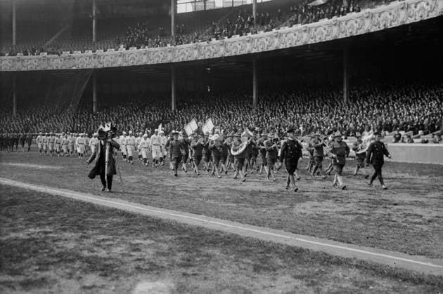 RECORD DATE NOT STATED Giants home opener, 4 16 18, Polo Grounds, 1918. Copyright:xHeritagexArt HeritagexImagesxBainxNewsxServicex IMAGO, ! ACHTUNG: AUFNAHMEDATUM GESCHÄTZT!  Copyright:HeritagexArt HeritagexImagesxBainxNewsxServicex IMAGO