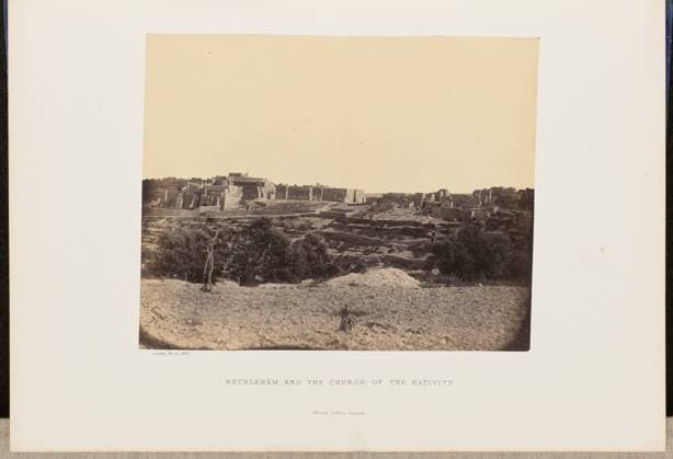 RECORD DATE NOT STATED Bethlehem and the Church of the Nativity. John Cramb, photographer (Scottish, active 1850s - 1860s) 1860 Elevated view of the Church of the Nativity and the surrounding city of Bethlehem. (Recto, mount) lower left, below print, letterpress in black ink: Cramb, Photo. 1860. Lower center, letterpress in black ink: BETHLEHEM AND THE CHURCH OF THE NATIVITY. William Collins, Glasgow. (Verso, mount) lower left, handwritten in pencil: IB 51.8 (CRA) Copyright: xpiemagsx piemagsrmnb13020224-3556 !ACHTUNG AUFNAHMEDATUM GESCHÄTZT!