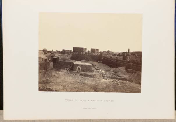 RECORD DATE NOT STATED Tower of David and Anglican Church. John Cramb, photographer (Scottish, active 1850s - 1860s) 1860 View of the Tower of David with the front facade of Christ Church visible in the background on the left side of the image. (Recto, mount) lower left, below print, letterpress in black ink: Cramb, Photo. 1860. Lower center, letterpress in black ink: TOWER OF DAVID & ANGLICAN CHURCH. William Collins, Glasgow. (Verso, mount) lower left, handwritten in pencil: IB 51.21 (CRA) Copyright: xpiemagsx piemagsrmnb13020224-3568 !ACHTUNG AUFNAHMEDATUM GESCHÄTZT!