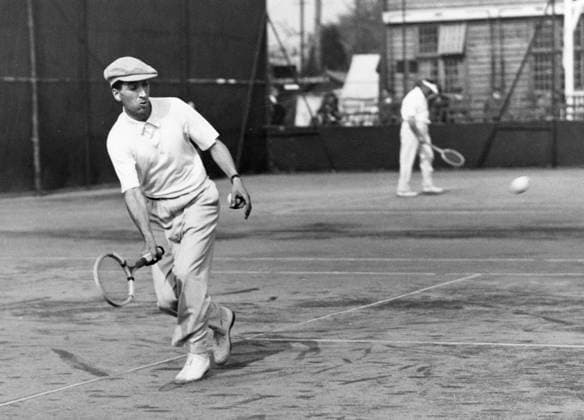 GREAT BRITAIN BOURNEMOUTH 1920s RenÃ Lacoste, French tennis player, meets A F Toogood in a singles match at the championships in Bournmouth, Hants Bournemouth UK sp sw x5600x  Copyright: xSportx&xGeneral SVTx RENE LACOSTE