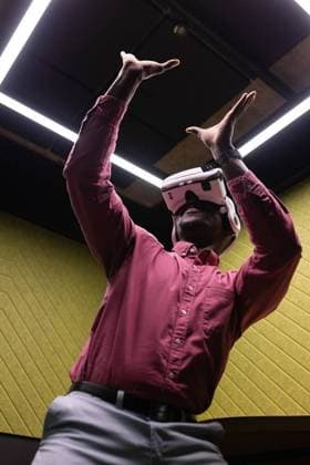 Creative Highlights Symbolfotos Using VR headset, man in office experiencing virtual reality simulation Using VR headset, man in office experiencing virtual reality simulation. Technology, innovation, business, workplace, entertainment, immersive, model released, , property released, Cape Town, South Africa, 26.05.2024, 5559634.jpg, people,headset,man,office,virtual,reality,simulation,technology,innovation,business,workplace,entertainment,immersive,virtual reality,vr headset,experience,futuristic,digital,modern,tech,gadget,unaltered,interactive,augmented reality,professional,corporate,workspace,employee,work,job,occupation,tech-savvy,high-tech,advanced,future,digital transformation,creativity,exploration,discovery,gaming,fun,excitement,engagement,productivity,efficiency,