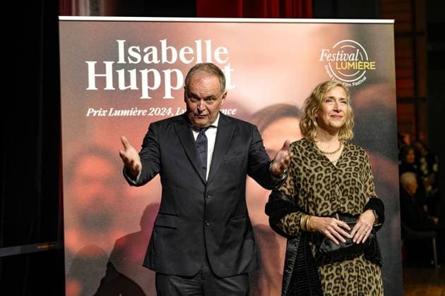 Christian Carion and his wife attend the Lumière Festival 2024 award ceremony in Lyon on 10 18 2024 Photo Sandrine Thesillat Panoramic PEOPLE Price Lumiere Festival Lumiere 2024 Lyon 10 18 2024 SandrineThesillat Panoramic 