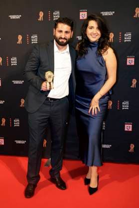 Nur Muhammed Tarhan und Roxana Samadi bei der 35. Verleihung des Hessischen Film- und Kinopreises 2024 in der Alten Oper. Frankfurt am Main, 18.10.2024
