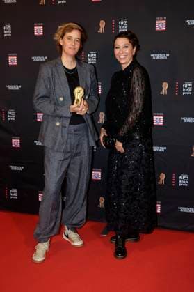Pia Strietmann und Ursula Strauss bei der 35. Verleihung des Hessischen Film- und Kinopreises 2024 in der Alten Oper. Frankfurt am Main, 18.10.2024