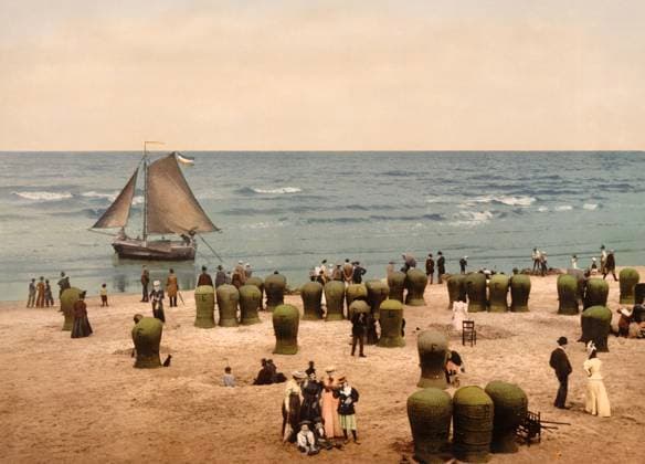 RECORD DATE NOT STATED Beach Scene, Scheveningen, Holland, Photochrome Print, circa 1900 Beach Scene, Scheveningen, Holland, Photochrome Print, circa 1900. Copyright: 1010_16_ghi-circa01375