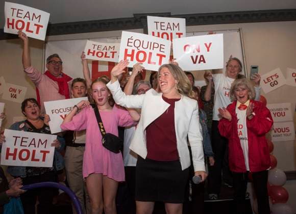 October 21, 2024, Fredericton, Nb, Canada: New Brunswick Liberal Leader and premier-elect Susan Holt addresses supporters at her campaign headquarters in Fredericton, N.B., on Monday October 21, 2024. Fredericton Canada  - ZUMAc35_ 20241021_zaf_c35_107 Copyright: xStephenxMacgillivrayx