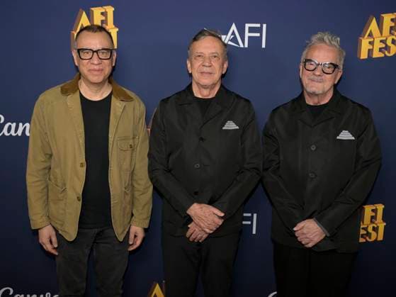 October 23, 2024, Hollywood, California, USA: (L-R) Fred Armisen, Bob Mothersbaugh and Mark Mothersbaugh attend AFI Fest 2024 presented by Canva DEVO Special Screening. Hollywood USA - ZUMAb173 20241023_aap_b173_002 Copyright: xBillyxBennightx