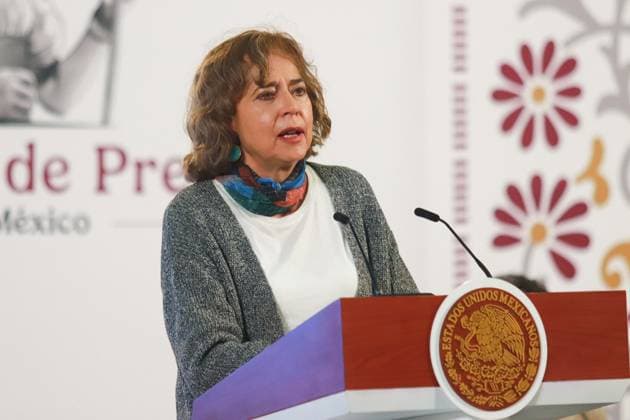 Mexico™s President Claudia Sheinbaum Briefing Conference Secretary of Science, Humanities, Technology and Innovation Rosaura Ruiz GutiÃ rrez, speaking during Mexico™s President Claudia Sheinbaum Pardo press conference about at the National Palace. on October 23, 2024 in Mexico City, Mexico. Mexico City CDMX Mexico Copyright: xCarlosxSantiagox