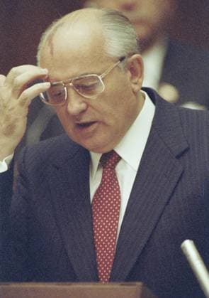 Moscow, USSR. USSR President Mikhail Gorbachev addresses an audience at the fourth session of the Supreme Soviet of the USSR. Dmitry Sokolov TASS  32410848