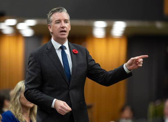 October 25, 2024, Ottawa, On, Canada: Conservative MP for Leeds-Grenville-Thousand Islands and Rideau Lakes Michael Barrett rises during Question Period, Friday, October 25, 2024 in Ottawa. Ottawa Canada  - ZUMAc35_ 20241025_zaf_c35_003 Copyright: xAdrianxWyldx