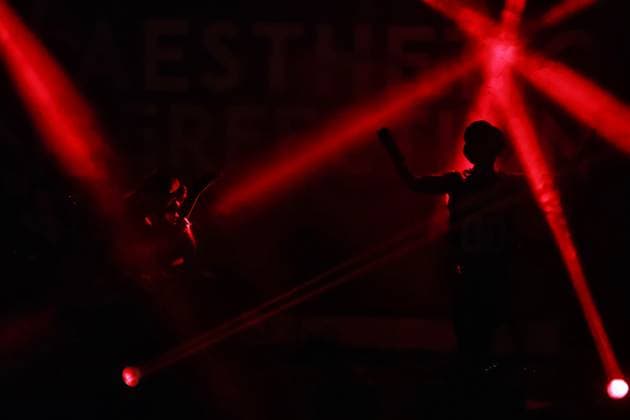 October 24, 2024, Mexico City, Ciudad de Mexico, Mexico: Members of the American-Austrian electro Goth Pop band Aesthetic Perfection performs on stage as part of Fall Goth Tour 2024 at the San Rafael Forum. on October 24, 2024 in Mexico City, Mexico. Mexico City Mexico - ZUMAe321 20241024_zea_e321_174 Copyright: xCarlosxSantiago xEyepixxGroupx