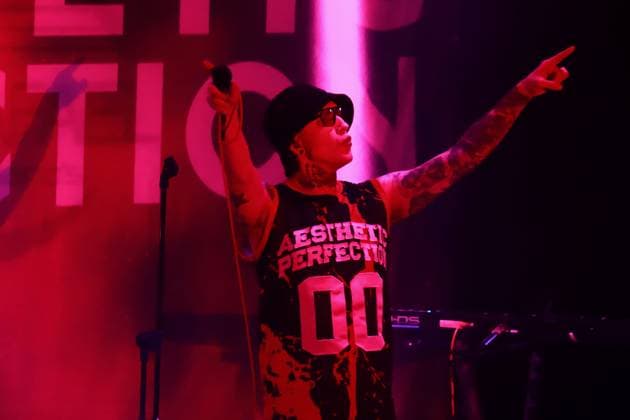October 24, 2024, Mexico City, Ciudad de Mexico, Mexico: Daniel Graves vocalist of the American-Austrian electro Goth Pop band Aesthetic Perfection performs on stage as part of Fall Goth Tour 2024 at the San Rafael Forum. on October 24, 2024 in Mexico City, Mexico. Mexico City Mexico - ZUMAe321 20241024_zea_e321_185 Copyright: xCarlosxSantiago xEyepixxGroupx