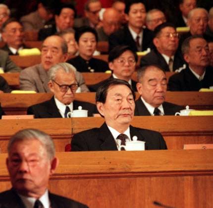 Chinese Vice Premier Zhu Rongji during the Fifth Session of the Eight NPC & CPPCC meeting, February 27, 1997, foreground R is Ye Xuanping. SCMP PHOTO BEIJING CHINA EDITORIAL USE ONLY  Copyright: xx MER2016050906490306 x scmpphotos060599