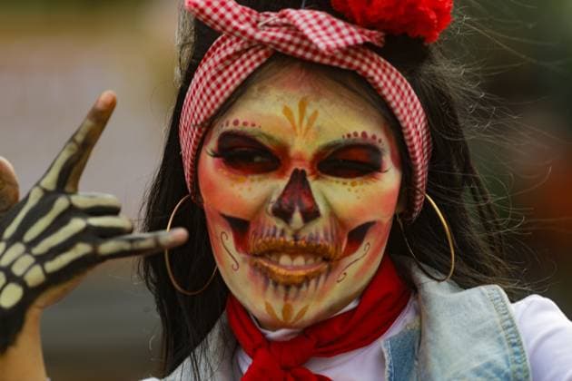 Participants taking part during the 2024 Annual Day of the Dead Mega Parade at Reforma Avenue with a route from Chapultepec to the main square Zocalo as part of Mexican Dia de Muertos celebrations. on November 2, 2024 in Mexico City, Mexico. Mexico City Mexico - ZUMAe321 20241102_zia_e321_014 Copyright: xIanxRoblesx