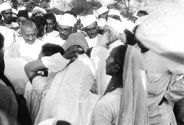 Mahatma Gandhi during the salt march, Dandi, Gujarat, India, 1930 - MODEL RELEASE NOT AVAILABLE Copyright: xVithalbhaixJhaveri DinodiaxPhotox