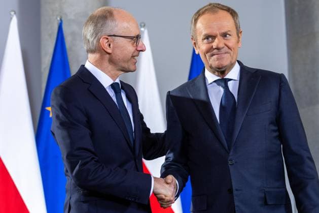 News Themen der Woche KW45 News Bilder des Tages Luxembourg Prime Minister Luc Frieden in Poland Luxembourg Prime Minister Luc Frieden (L) and Polish Prime Minister Donald Tusk during their meeting in Warsaw, Poland, on November 04, 2024. Warsaw Poland  Copyright: xAndrzejxIwanczukx originalFilename: iwanczuk-luxembou241104_npCfW.jpg